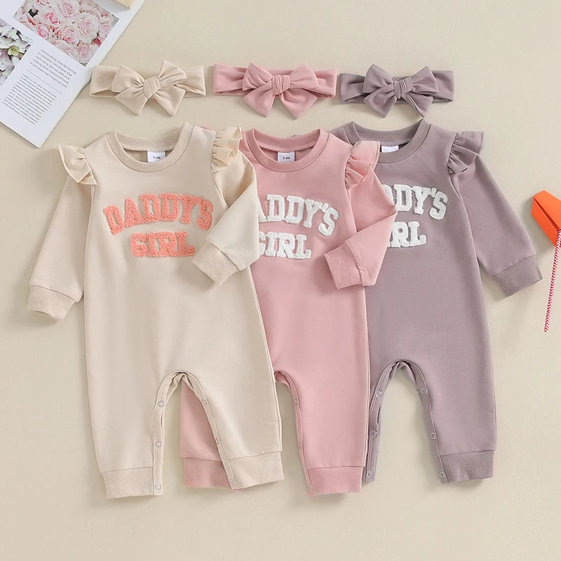 "Daddy's Girl" Long-Sleeve Onesie with Matching Bow