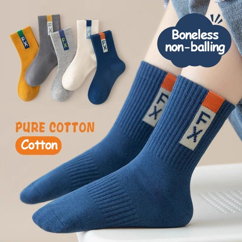 5 Pairs Children's Socks – Comfortable & Resilient Sports Socks for Boys (1-16 Years) 🧦🏃‍♂️