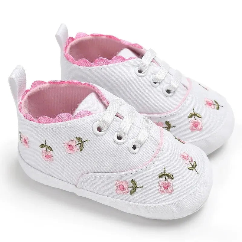 Infant Girl's White/Pink Floral Shoes