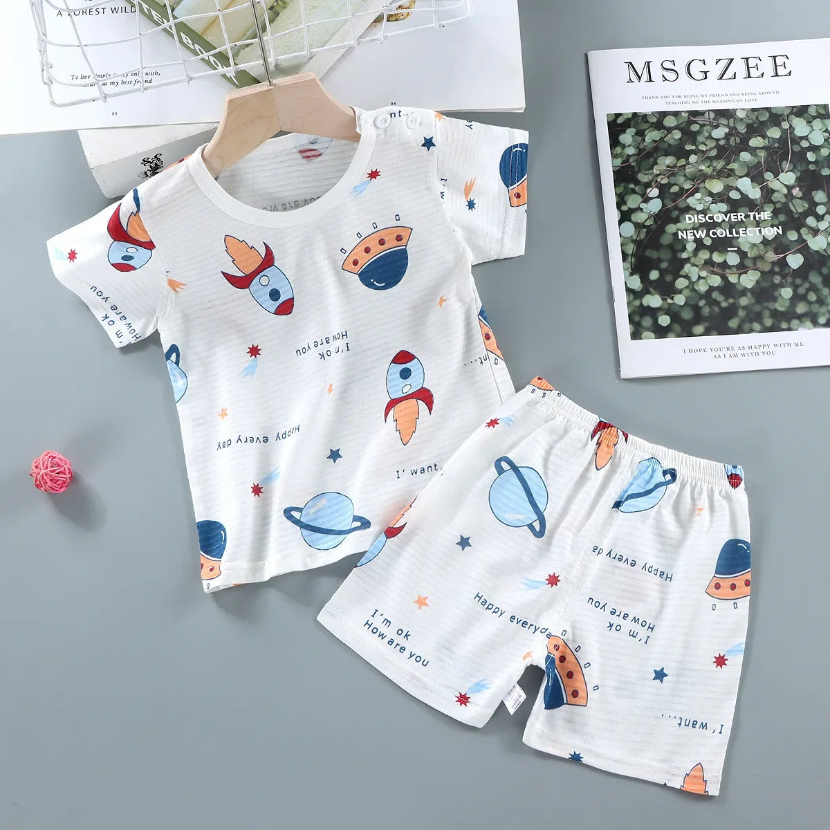 Short Sleeve Space Pajama Set 12M-8Y