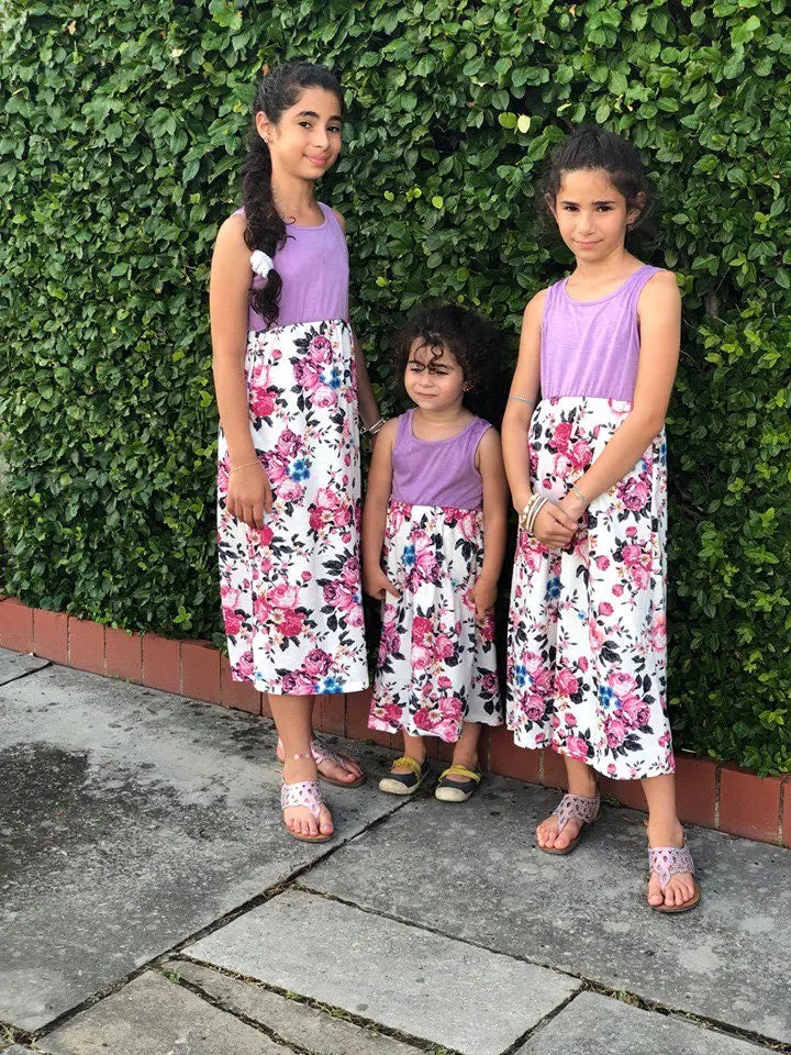 Mother and Daughter Matching Floral Long Dress