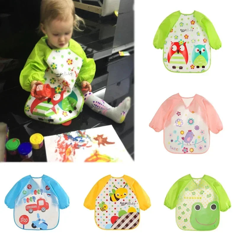 0-3 Years Baby Waterproof Long-Sleeve Wearable Feeding Bib