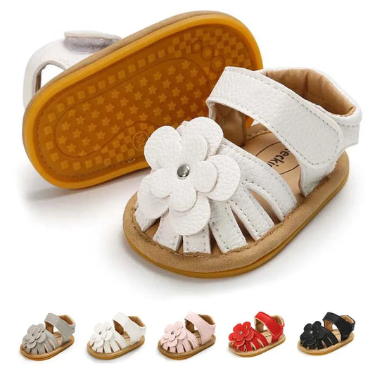 Infant Girls' Flower Velcro Flat Sandals