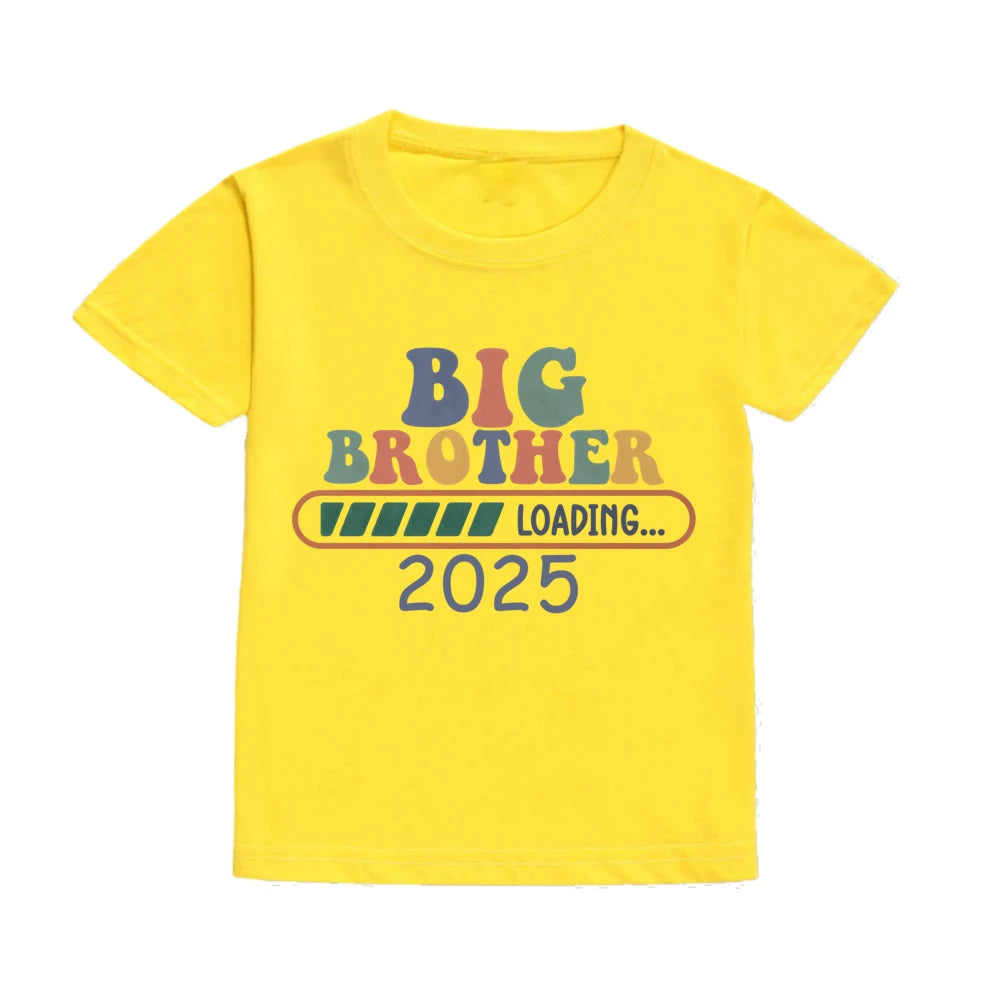 Big Brother Loading 2025 Kids T-Shirt – Casual Pregnancy Announcement Tee