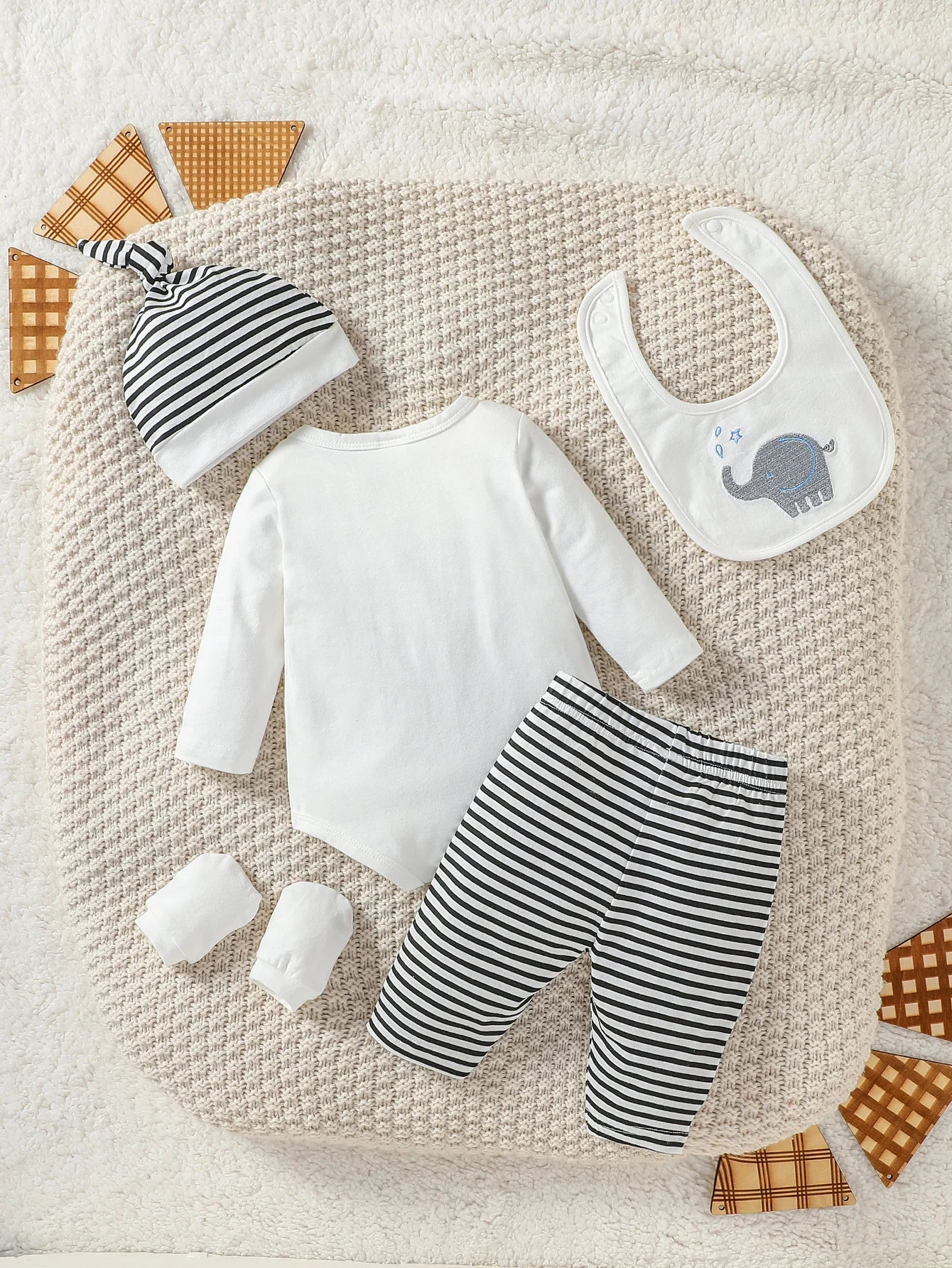 4Pcs Baby Boy Cartoon Elephant Outfit Set – Stylish & Cozy