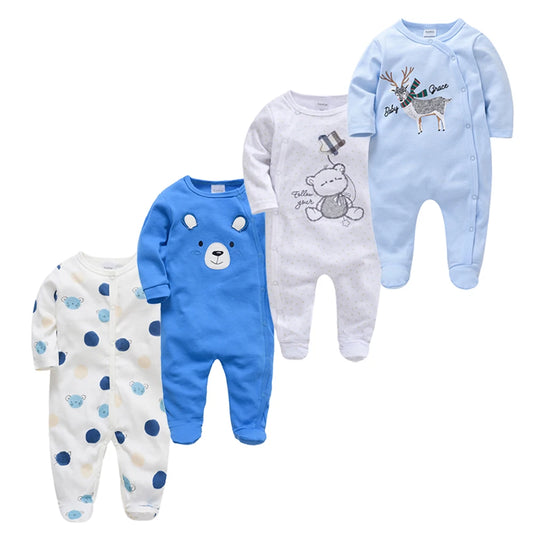 3pc & 4pc Newborn Cotton Long Sleeve Onesies 0-12m