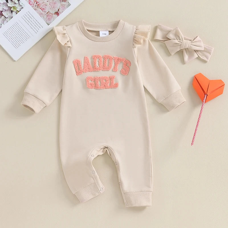 "Daddy's Girl" Long-Sleeve Onesie with Matching Bow