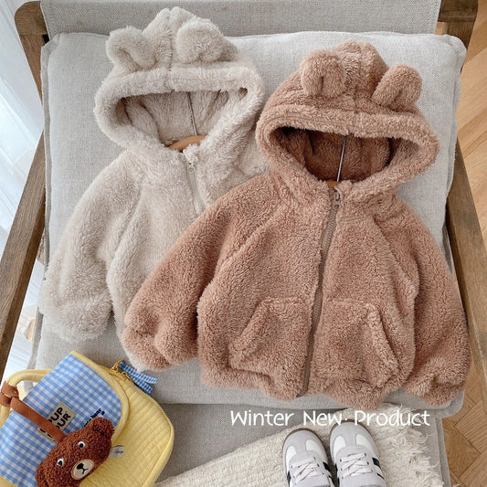 Winter Kids Thick Fleece Jacket – Cozy Hooded Outerwear for Boys & Girls ❄️🧥