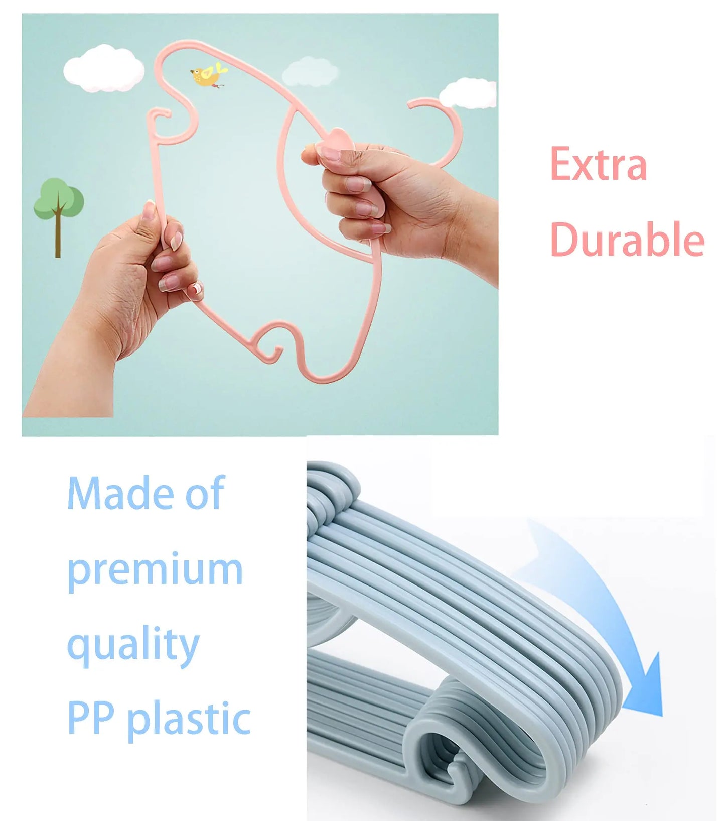 10ct & 20ct Non-Slip Plastic Clothes Hangers