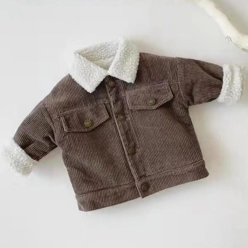 Children Outerwear Thick Lamb Velvet Coat For Girls Infant Kids Casual Corduroy Jacket Autumn Winter Baby Boys Clothes