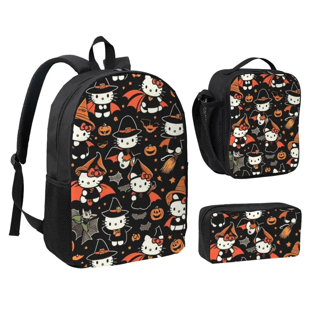 Hello Kitty 3-Piece Backpack Set – 17-Inch Spacious Bag with Lunch Tote & Pencil Case