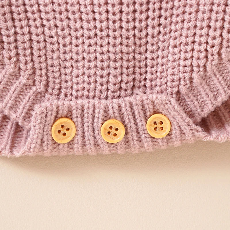 Long-Sleeve Knit Onesie with Matching Knit Hat