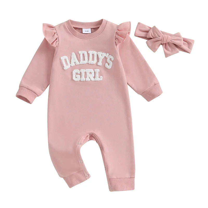 "Daddy's Girl" Long-Sleeve Onesie with Matching Bow