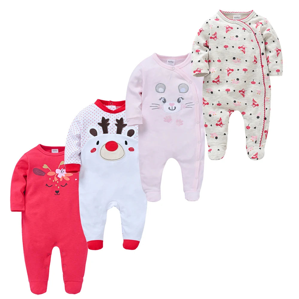 3pc & 4pc Newborn Cotton Long Sleeve Onesies 0-12m