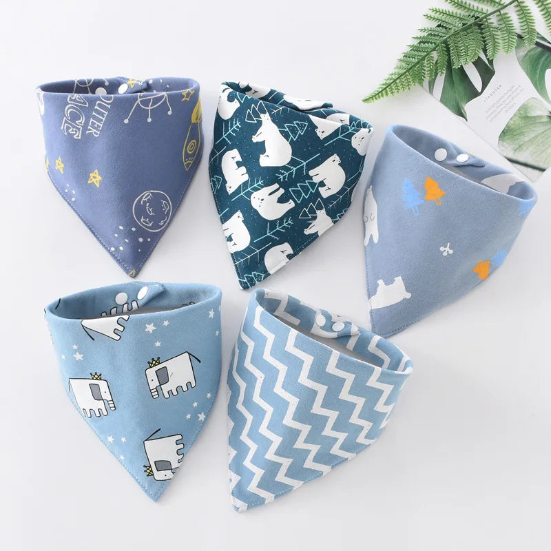 5PCS Pure Cotton Baby Bandana Bibs – Soft, Absorbent & Waterproof