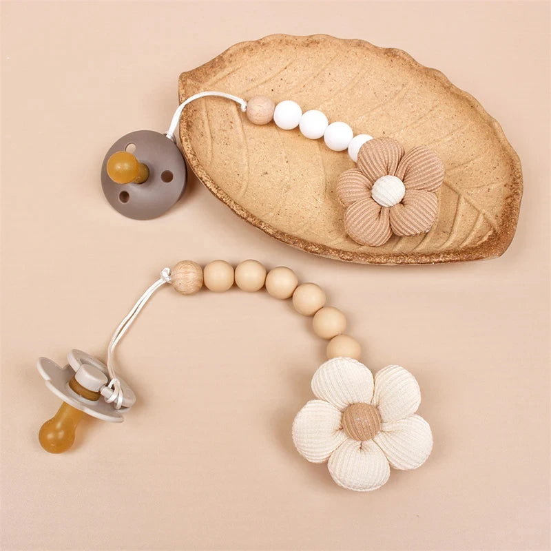 Cute Baby Silicone Flower Pacifier Chain - Soft & Safe Pacifier Clip for Newborns