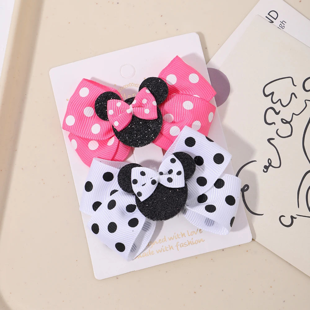 2pcs Set Polka Dot Hair Bow Clips