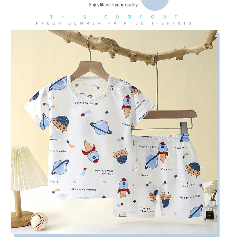 Short Sleeve Space Pajama Set 12M-8Y