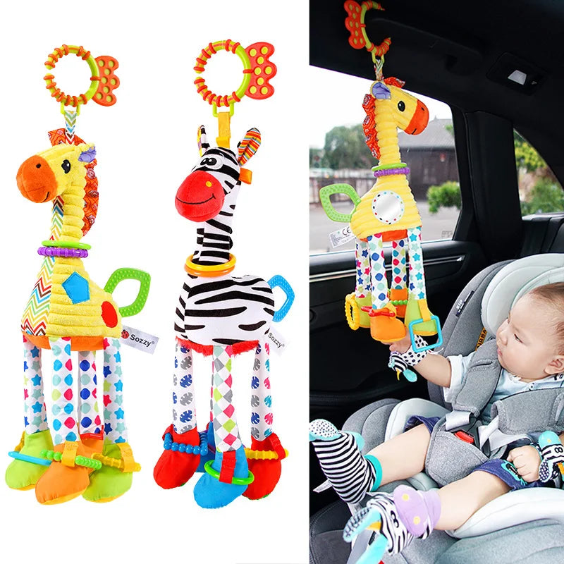 Plush Animal Rattle with Built-in Teether