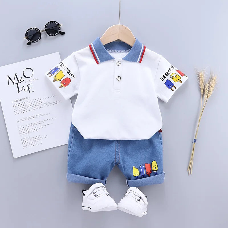 Boys Creme and Khaki Teddy Bear Polo Set 0M-5T