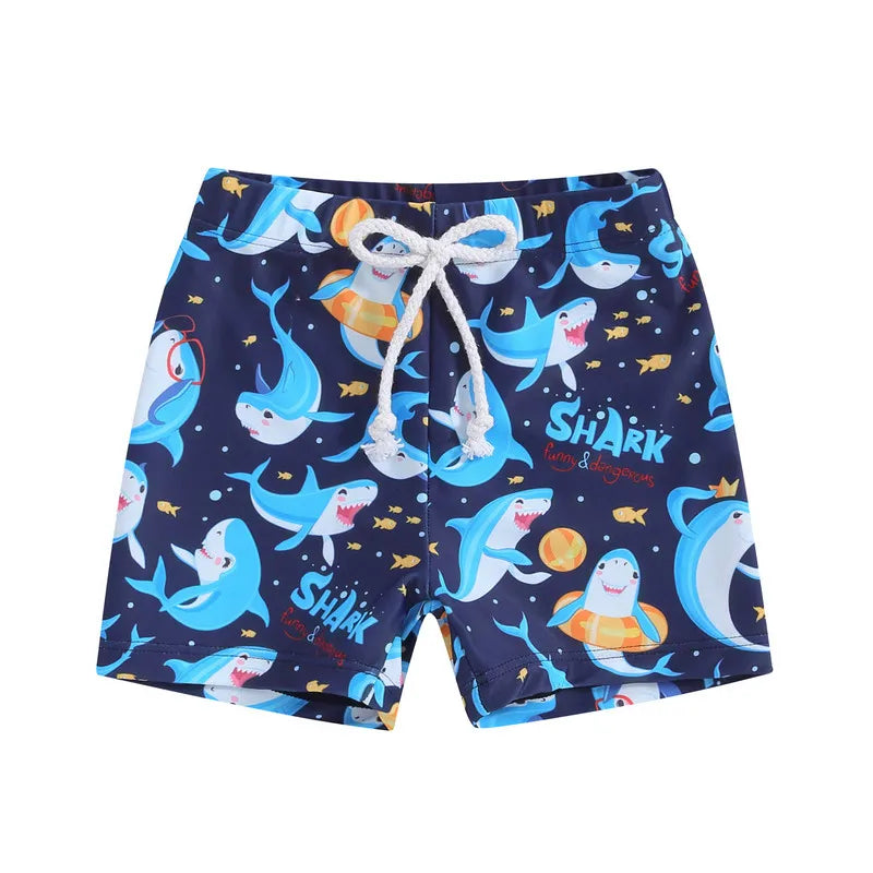 Toddler Boys' Shark Print Swim Trunks