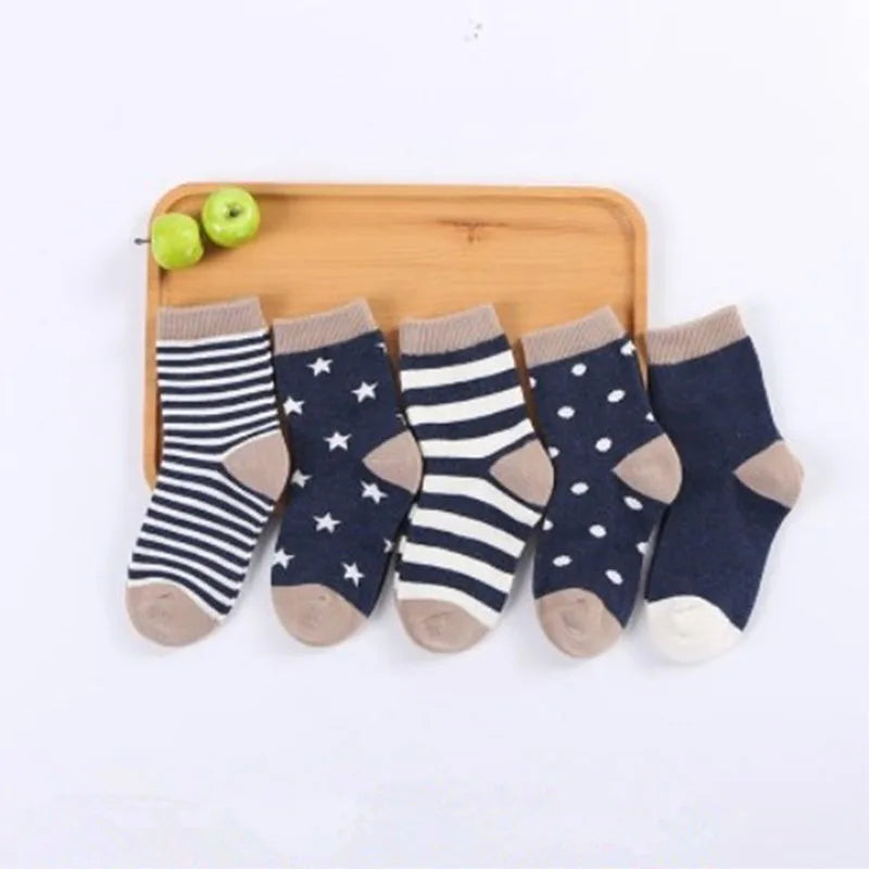 5 Pairs Cartoon and Striped Baby Ankle Socks