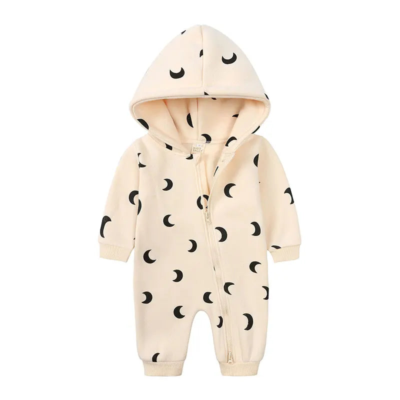 Cartoon Print Long Sleeve Hooded Onesie 3-24 Months