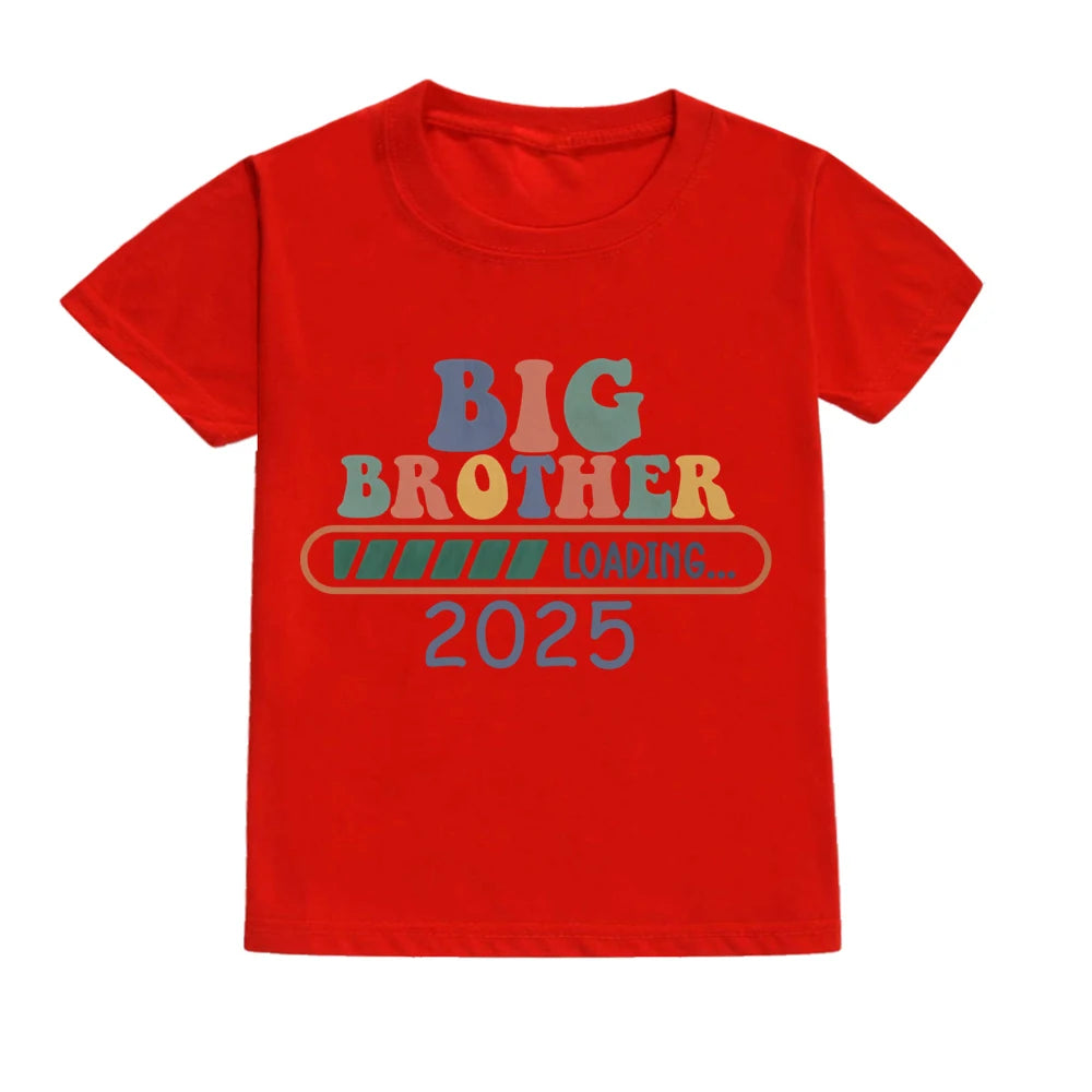 Big Brother Loading 2025 Kids T-Shirt – Casual Pregnancy Announcement Tee