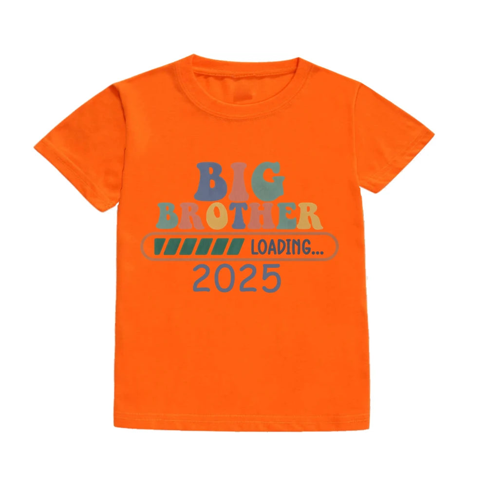 Big Brother Loading 2025 Kids T-Shirt – Casual Pregnancy Announcement Tee