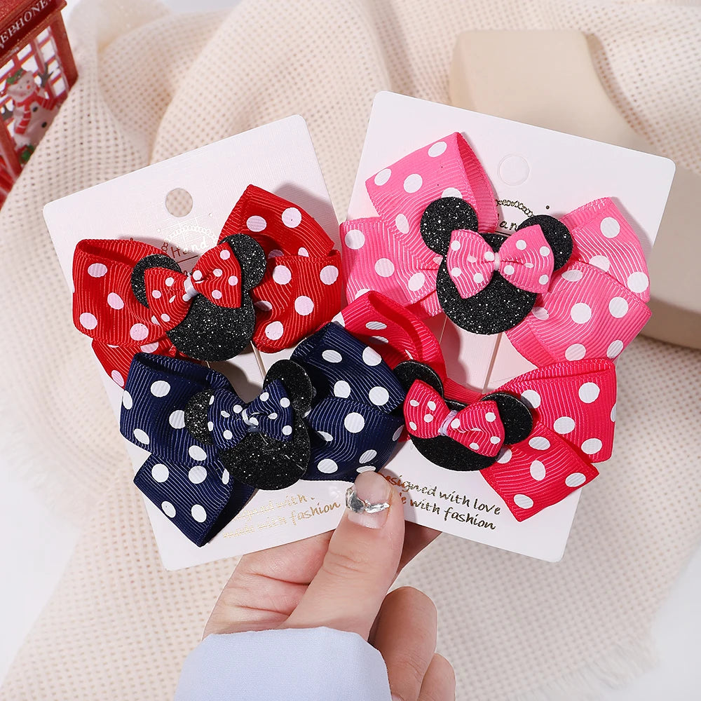 2pcs Set Polka Dot Hair Bow Clips