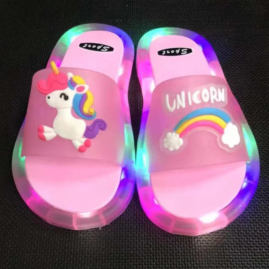 Toddler Girls Light Up Unicorn Slippers