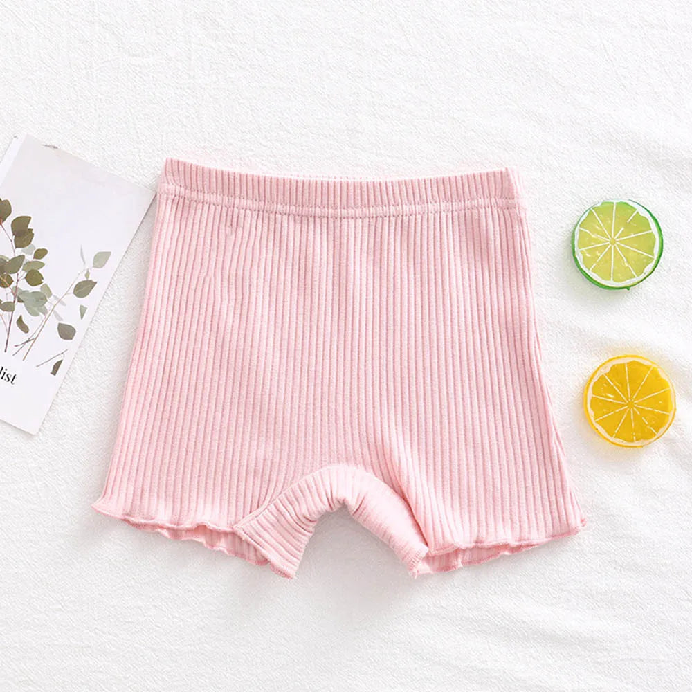 Casual Baby Girls' Candy Color Shorts – Soft & Stylish Lace Safety Leggings 👧🌸