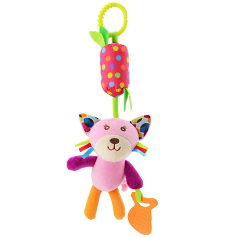 Plush Animal Rattle with Built-in Teether