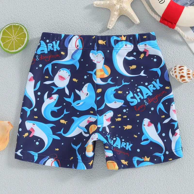 Toddler Boys' Shark Print Swim Trunks