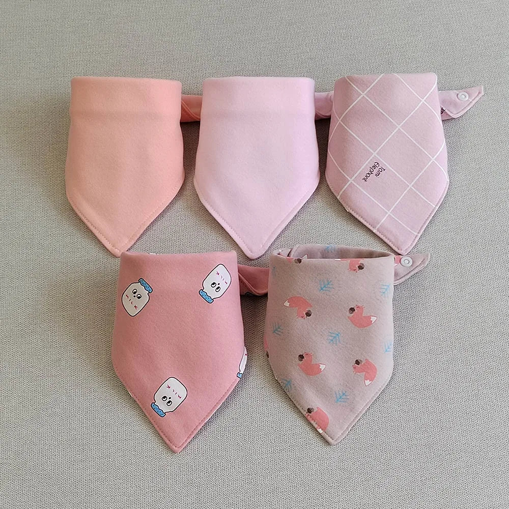 5Pcs Baby Bandana Bibs – Soft & Absorbent Cotton Saliva Towels