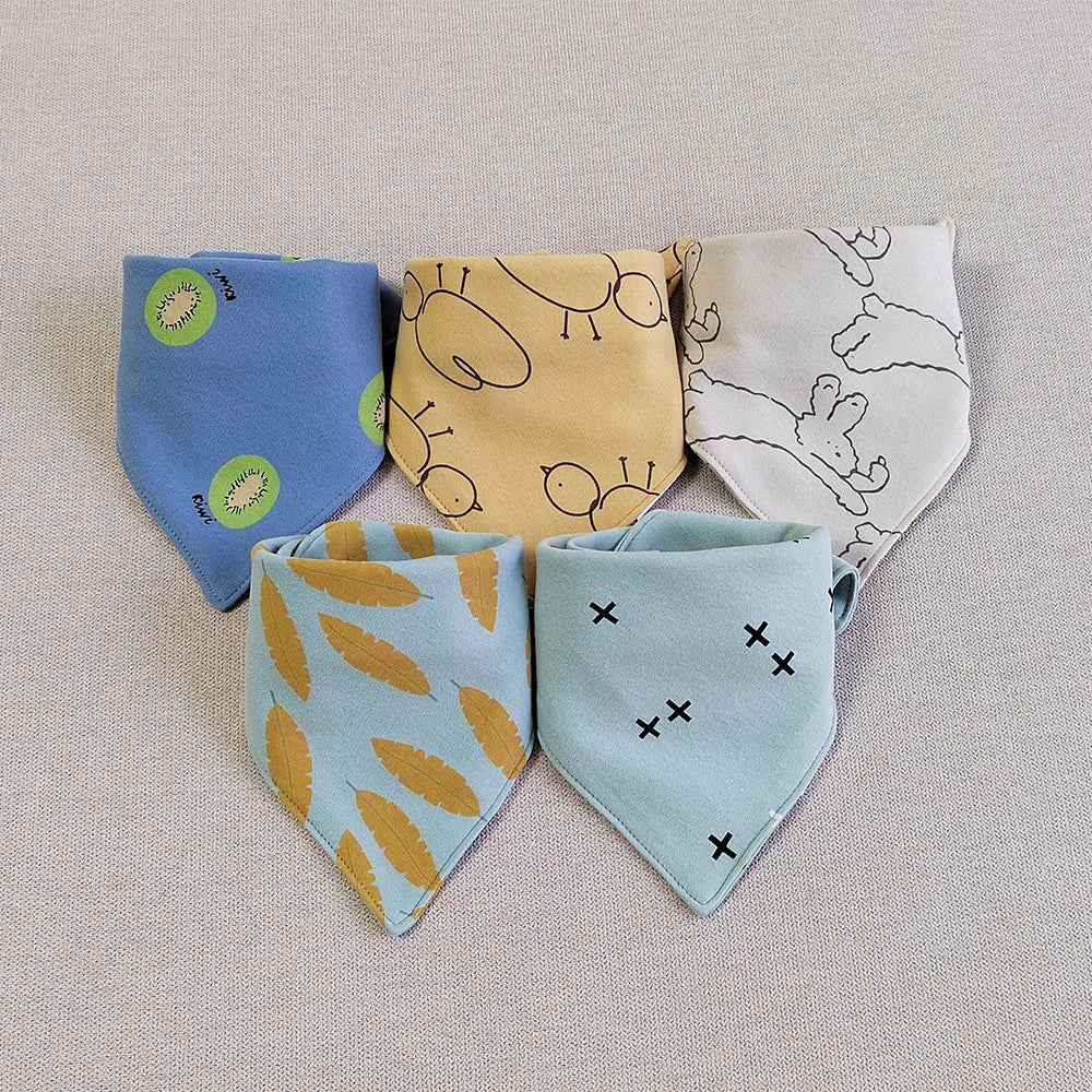 5Pcs Baby Bandana Bibs – Soft & Absorbent Cotton Saliva Towels