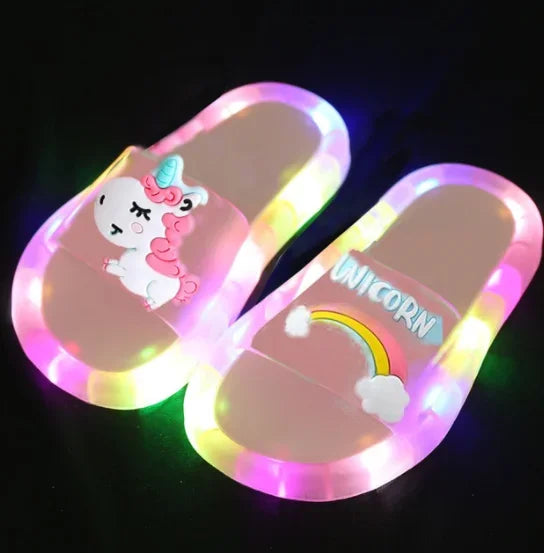 Toddler Girls Light Up Unicorn Slippers