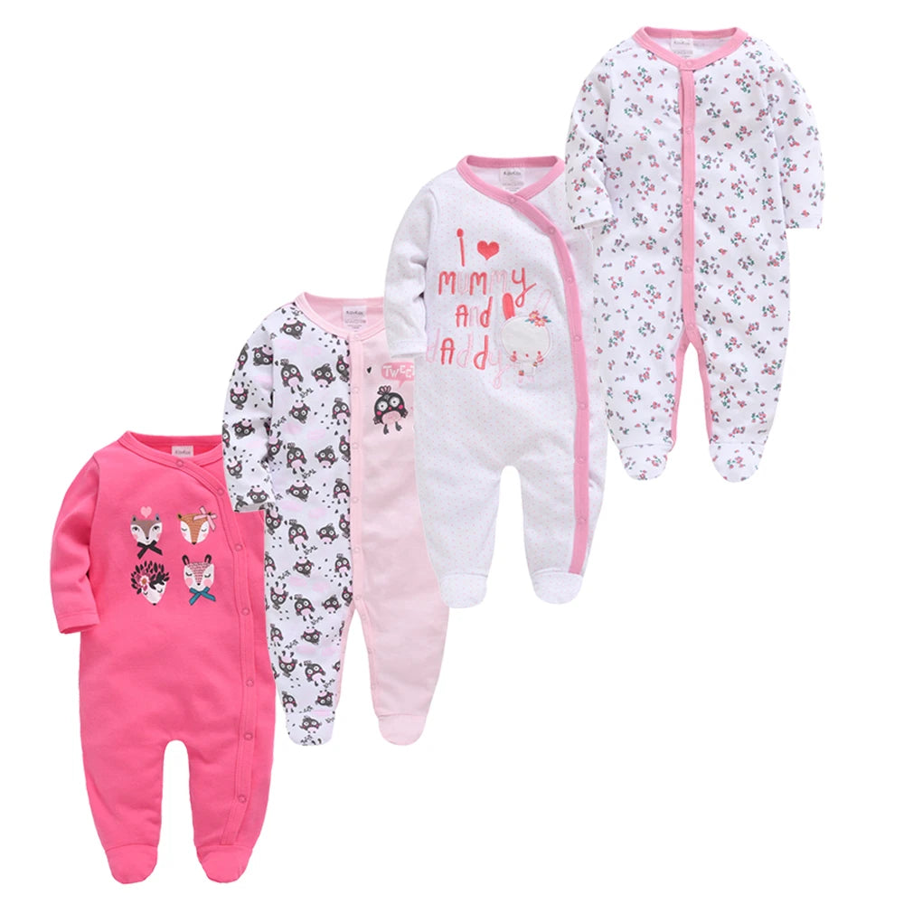 3pc & 4pc Newborn Cotton Long Sleeve Onesies 0-12m