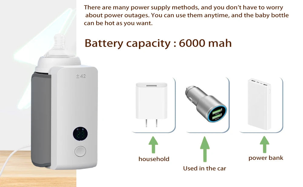 Rechargeable Bottle Warmer – 6-Level Temperature Adjustment & Display