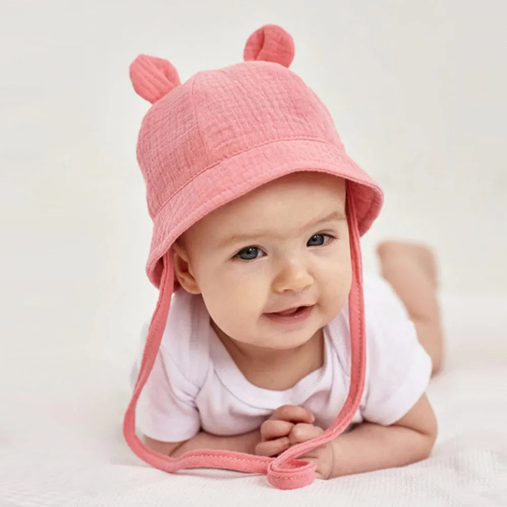 Soft Cotton Baby Bucket Hat with Ears