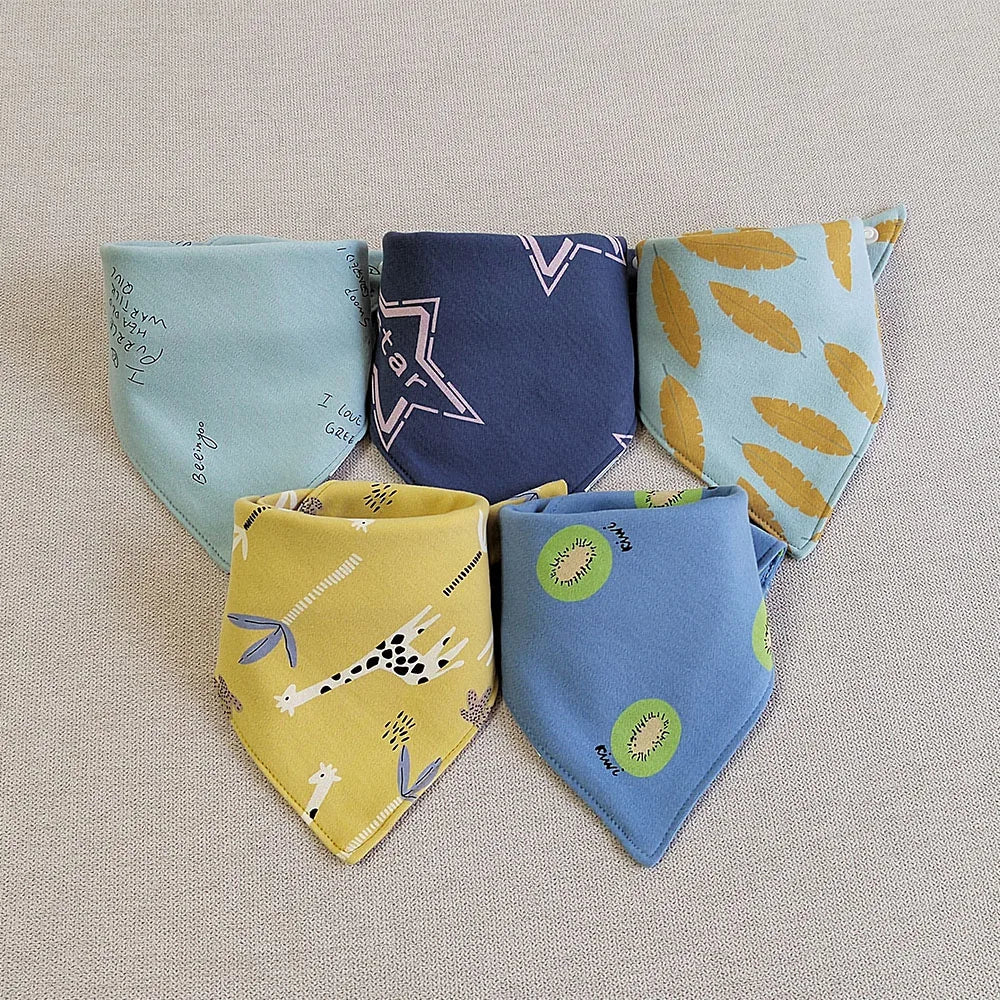 5Pcs Baby Bandana Bibs – Soft & Absorbent Cotton Saliva Towels