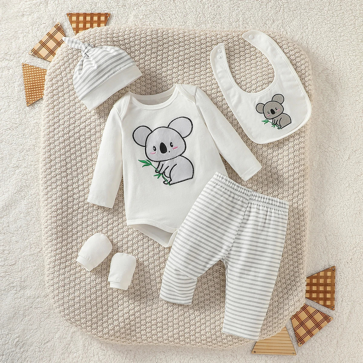 4Pcs Baby Boy Cartoon Elephant Outfit Set – Stylish & Cozy