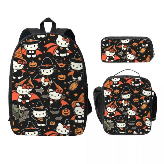 Hello Kitty 3-Piece Backpack Set – 17-Inch Spacious Bag with Lunch Tote & Pencil Case