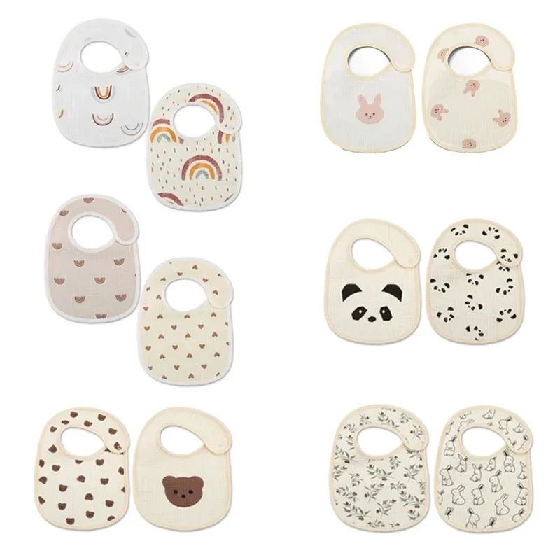 2-Piece Set Cotton Teddy Bear Print Baby Bibs