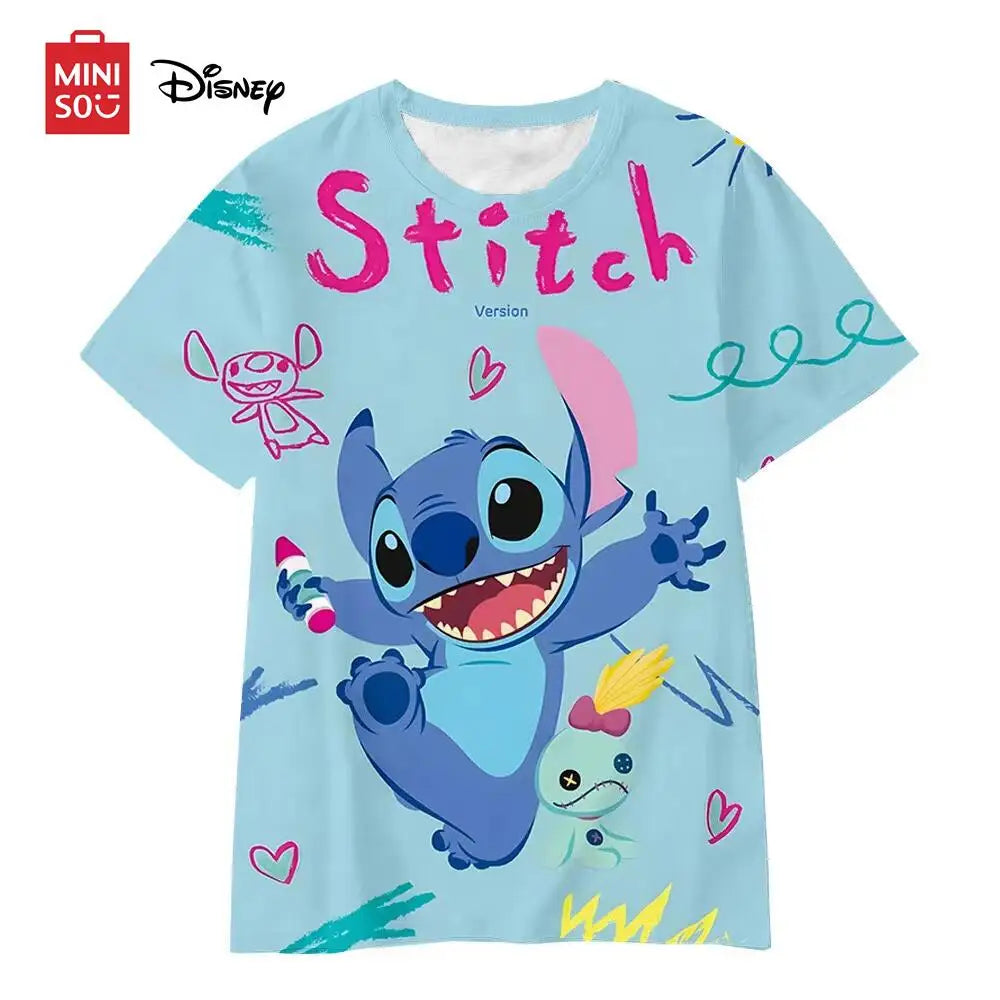 Summer Kids Stitch Print Short-Sleeve T-Shirt