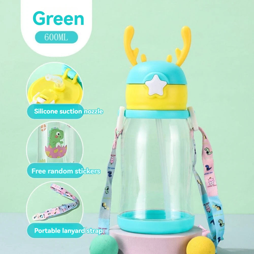 Toddler Cartoon Antler Sippy with Straw