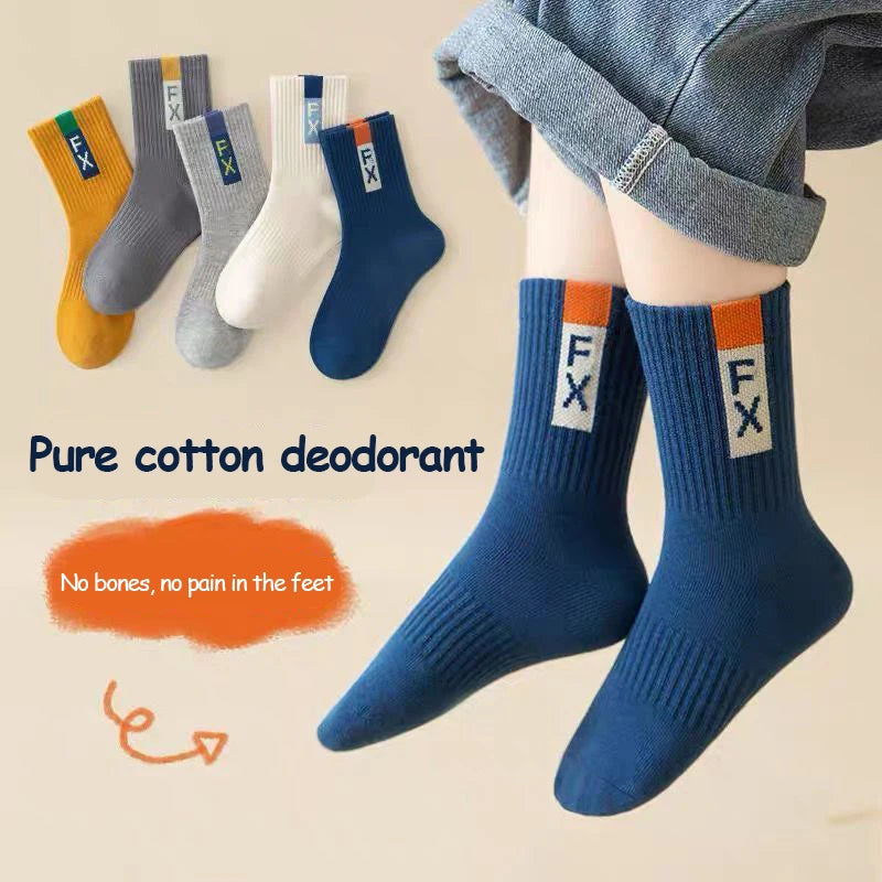 5 Pairs Children's Socks – Comfortable & Resilient Sports Socks for Boys (1-16 Years) 🧦🏃‍♂️