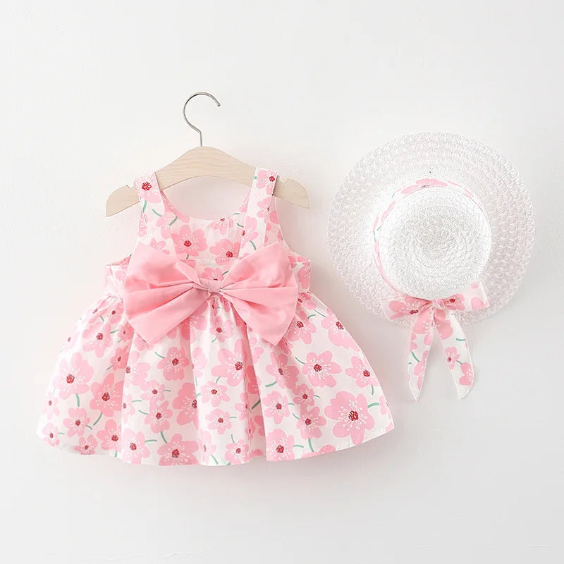 Toddler Girls Floral Dress with Hat 9M-3Y