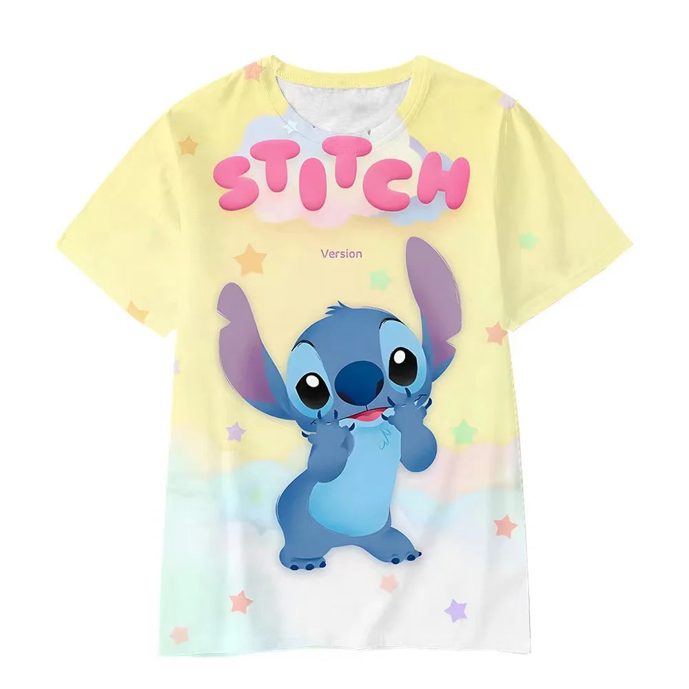 Summer Kids Stitch Print Short-Sleeve T-Shirt