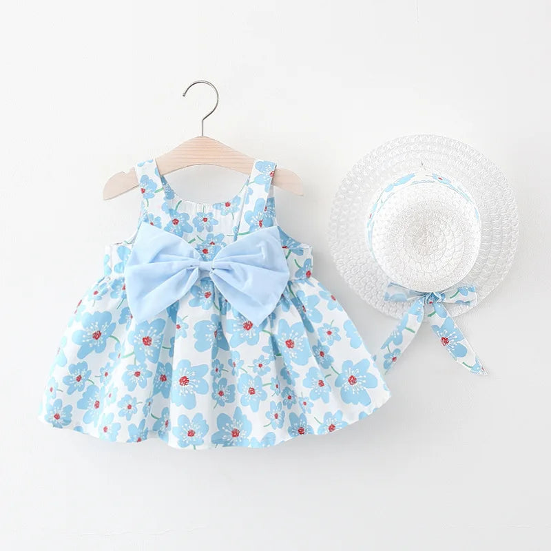 Toddler Girls Floral Dress with Hat 9M-3Y